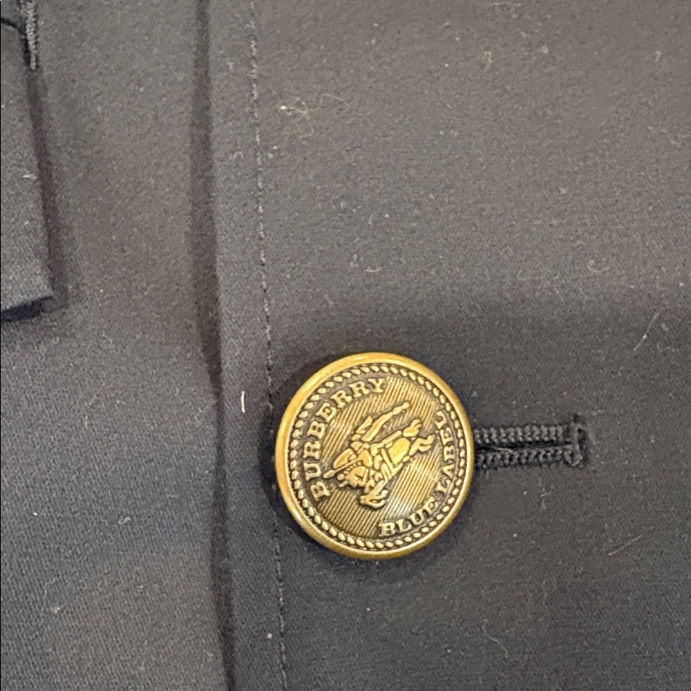 Burberry Blue Label Navy Double Breasted Blazer Gold Buttons Size 38 Lyocell - Picture 3 of 15